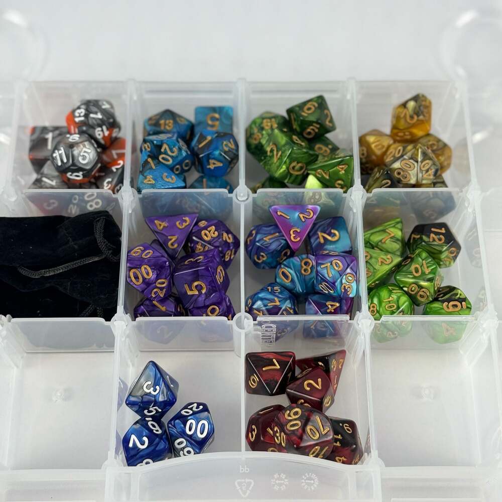 Large Collection of Polyhedral RPG Dice Sets with Storage Case